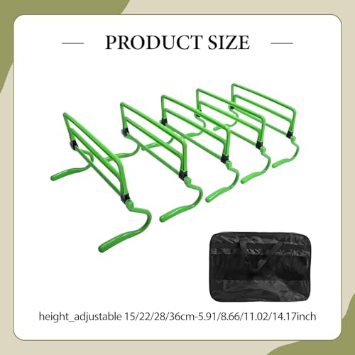 5X Agility Hurdles Obstacles Improves Strength Adjustable Speed Hurdles for Soccer Athletes Basketball Running Indoor Outdoor - color: Green