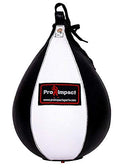 Leather Speed Bag – Rapid Rebound Pear-Shaped Punching Ball with Durable Latex Bladder for Boxing, MMA & Home Gym - color: White Black, size: M - 7"x10"