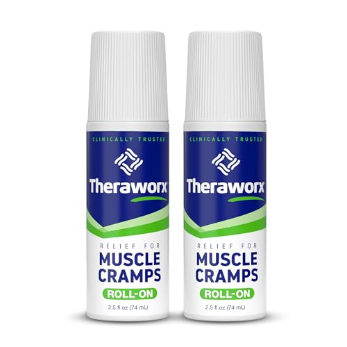Theraworx Relief for Muscle Cramps Roll-On Fast-Acting Muscle Spasm, Leg Soreness with Magnesium Sulfate - 2.5 oz - 2 Count - size: 2.5 Ounce (Pack of 2)