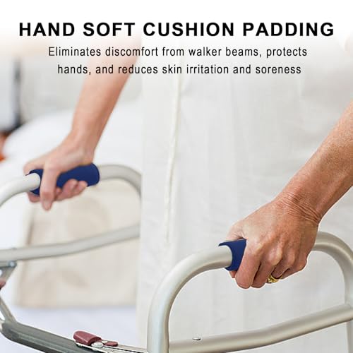 2 Pack Walker Handle Cushions Walker Grip Covers Pads Walker Padded Hand Grip Covers for Rolling Wheelchair Walker Elderly Grippers Rollator Handle - color: Dark blue