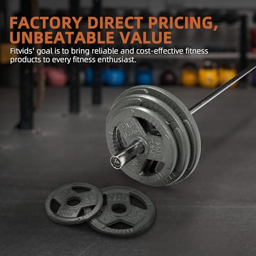 Fitvids 2 Inch Olympic Barbell Weight Plates, 2.5 LB to 45 LB Plates for Home Gym Strength Training, Triple-handle Design - style: 25LB (Set of 2)