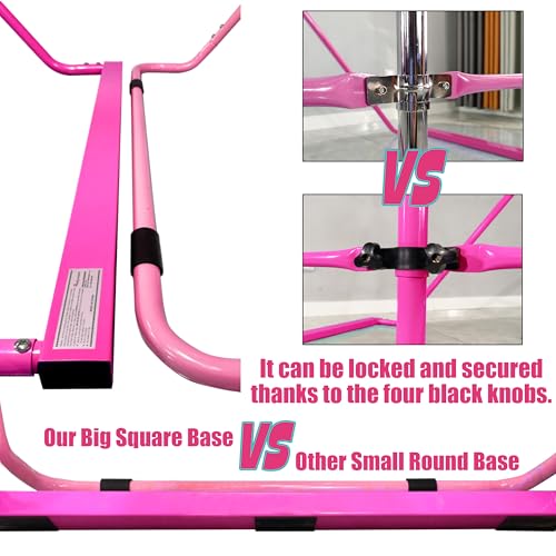 Folding Gymnastics Bar with Rings, Foldable Kip Bar with Sturdier Base, Training Bar for Kids Ages 3-10, Horizontal Bar, Home Gym Equipment for Boy Girl - color: Purple, style: Foldable Bar