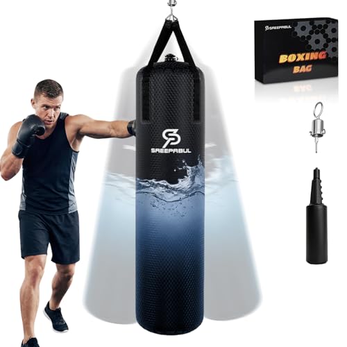 Water Punching Bag 4FT Heavy Bag for Boxing - Adjustable Weight (60 to 120 lbs) with Anti-Leak Design, Heavy-Duty Aqua Training Bag for Adults - color: Diamond Black