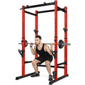 Bongkim Power Rack, Rack Cage for Weight Training, Adjustable Squat Stand Rack for Home Gym Equipment, Lifting Cage with 660lb Capacity - color: Red