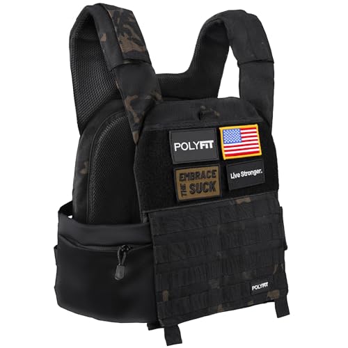 Polyfit Fortify Weighted Vest - Workout Vest for Men & Women - color: Black Camo