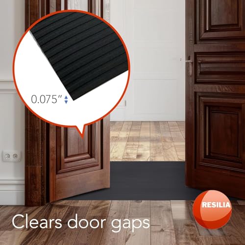 RESILIA Black Plastic Floor Runner - Embossed Wide Rib Waterproof Vinyl, Heavy Duty Protector Mat for Indoor Hardwood, Hard Floors, Garage, Entryway, Kitchen, & Outdoor Use, 15" x 48", Made in USA - size: 15" x 48"
