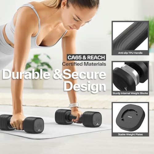 Adjustable Dumbbell Set of 2: Sportneer 4 in 1 Free Weights Dumbbells Set for Women, Hand Weights for Women at Home, Available in 5 lb × 2 and 10 lb × 2 Sets with Soft Rubber Handle for Home Gym Exercise Training - color: Twilight Black, size: 5lb × 2