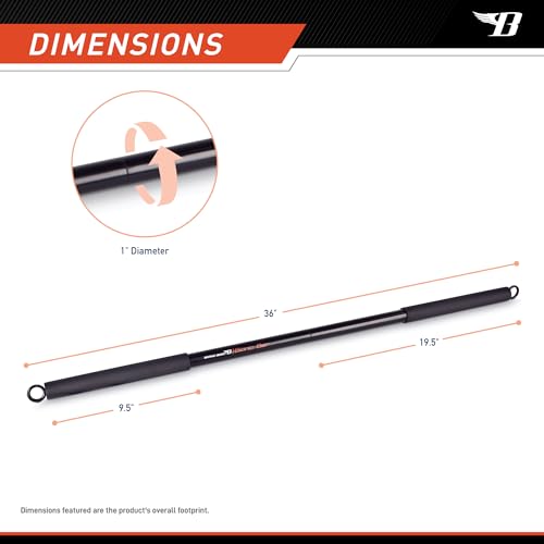 BIONIC BODY 36 Inches Light Weight Resistance Training Straight Bar – Fits All Resistance Bands/Accessories with Carabiners BBEB-020 - size: 1.5 x 1.5 x 38", style: Exercise Bar
