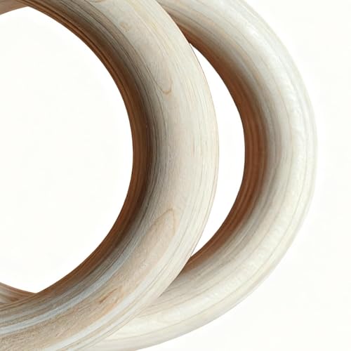 Wooden Gymnastics Rings - 19x19x2.5cm, Rings Gymnastics - 2 Pieces Pull Up Grips, Pull-Up Bar Ŕings - for Home Gym Fitness Exercise Playground Indoor Outdoor