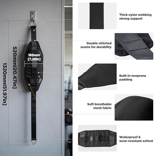 Wall Mounted Pull Up Bar with Hanging Ab Straps, Carbon Steel Chin Up Bar with 8mm Steel Plates, Adjustable Oxford Cloth Ab Sling Straps for Pull Ups, Knee Raises, Leg Raises, Home Gym Training（Black- Ab Straps） - color: Black- Ab Straps