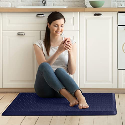 HappyTrends Kitchen Runner Rugs Anti-Fatigue mats - 4/5 Inch Thick Non Slip Waterproof Ergonomic Comfort Mat for Kitchen, Floor Home, Office, Sink, Laundry (17.3"x 39",Blue) - color: Blue, size: 39"L x 17.3"W x 0.8"Th