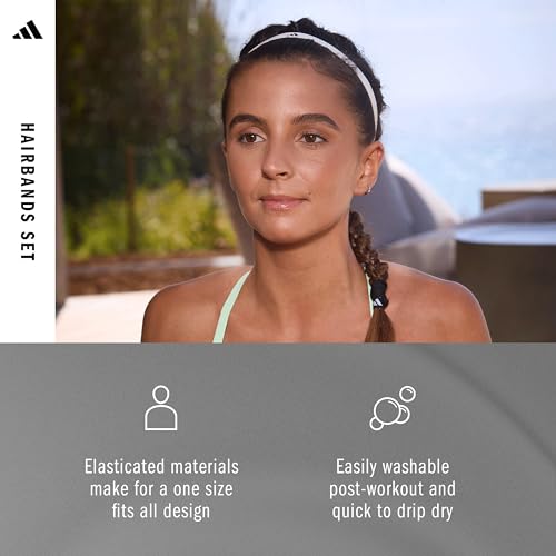 adidas Hairband Set - 6 Thin - Multiple Colors - color: Black, White, Red, Purple, Blue, Yellow