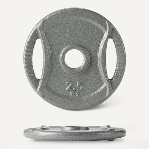 Amazon Basics 1-Inch Grip Weight Plates, Cast Iron, Strength Training, Home Gym - size: 2.5 lb, 4pc, 1"