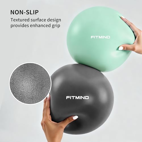 FITMIND_Pilates Ball 10 Inch Anti-Burst Slip Resistant Mini Yoga Ball for Fitness, Core Training, Physical Therapy, Balance, Stability, Stretching 200kg 440lbs Capacity - color: Green