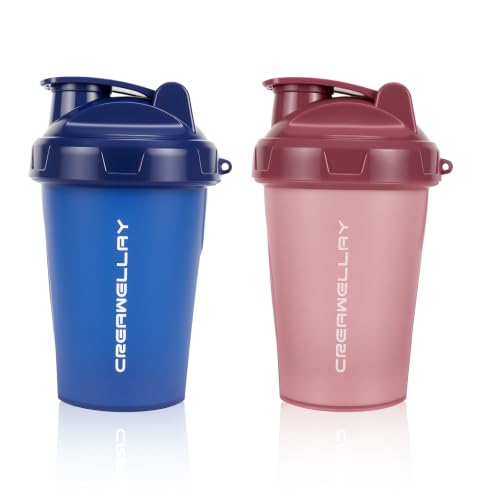2 Pack Shaker Bottles for Protein Mixes, 17 oz Small Protein Shaker Bottle with Handle, Gym Shaker Cups with Blending Ball for Pre Workout, BPA-Free & Dishwasher Safe (Blue, Pink) - color: Pink,Blue