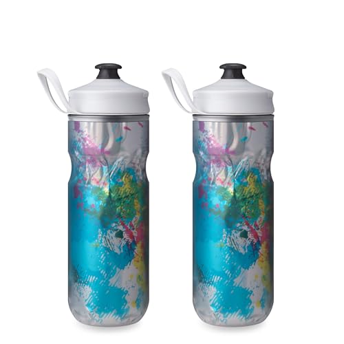 HydraPak | Polar Bottle - Polar Sport Insulated Water Bottle 2-Pack - BPA-Free, Sport & Bike Squeeze Bottle with Handle (Splash Multi, 600ml / 20oz) - color: Splash Multi, style: 20oz/600ml (2-Pack)