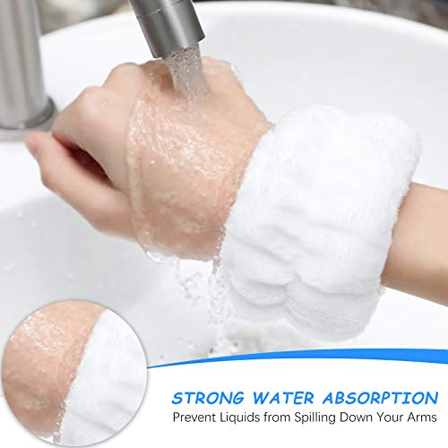 Chuangdi 4 Pairs Wrist Bands for Washing Face Wrist Spa Microfiber Wash Towel Band Scrunchies Absorbent Wristbands Sweatband for Women Prevent Liquid from Spilling(Lovely Colors) - color: Lovely Colors