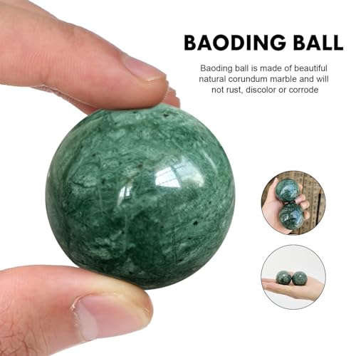 Traditional Chinese Baoding Balls, Marble Health Exercise Stress Relief Balls with an Upgraded Shockproof Imitation Wood Box, Dark Green, 2-Piece Set, Medium-1.57" - color: Dark Green, size: Medium-1.57"