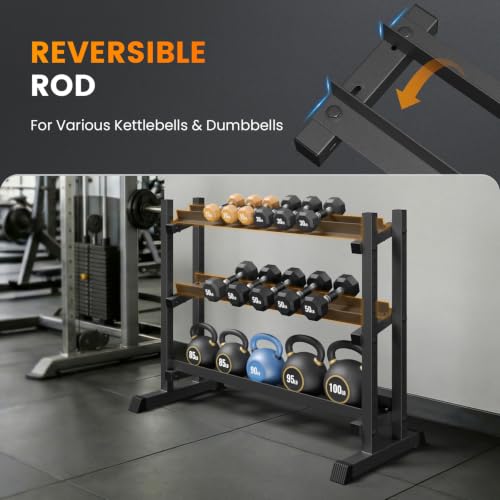 3-Tier Dumbbell Rack, 1100LBS Capacity Adjustable Weight Rack, Heavy-Duty Weight Stand for Dumbells & Kettlebells, Compact Weight Storage Organizer for Home Gym (Rack Only) - size: 18.7 x 48 x 36 inches