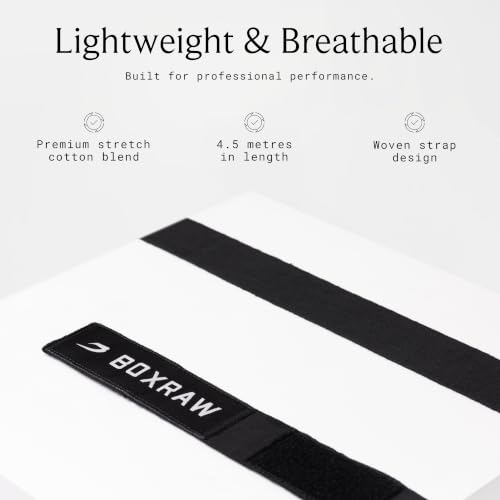 BOXRAW Boxing Hand Wraps - Hand Wraps for Boxing & MMA - Professional Elasticated Bandages with Wrist Support - Quick and Easy Application - Free Carry Case