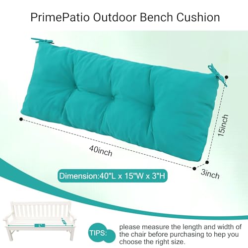 Outdoor Bench Cushion Waterproof, Tufted Bench Seat Cushion | 40 x 15 Inch Patio Wicker Indoor Seat Pads for Outside Garden Patio Balcony, Blue - color: Peacock Blue, size: 40x15 Inch