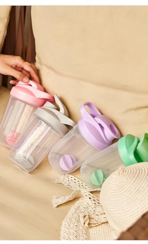 CHNLML Protein Shaker Bottle 400ML/16Oz w. Shaker Ball for Protein Shake, Shaker Bottle with Mixing Ball, Leak-Proof, BPA-Free, for Gym, Workout, Juice Mixer (Pink/Clear, 16Oz-400ML-1Bottle) - color: Pink/Clear, size: 16 Ounces