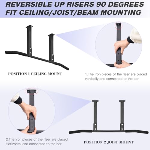 ATENTO Pull Up Bar, Chin Up Bars Ceiling Mount, Workout for Home Gym, Beam, Crossfit - Heavy-Duty, Foam Grip, Easy installation - color: Joist Mounted Pull Up Bar, Ceiling Mount & Wall Mount