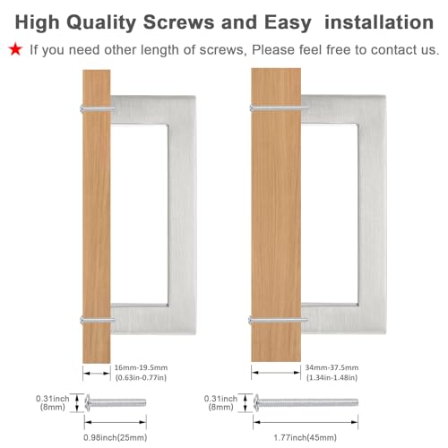 Probrico 5 Pack Hole Centers 3.5inch Square Kitchen Cabinet Pulls,Brushed Satin Nickel Dresser Handles, Stainless Steel Drawer Pull Handle for Cabinets 4inch Length - color: Brushed Nickel, size: Hole Center: 90mm(3.5inch)