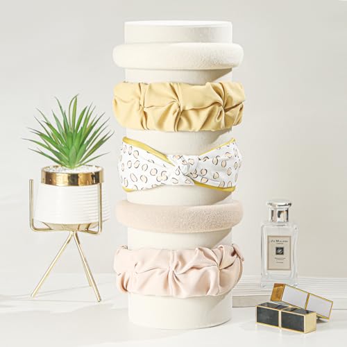 Vertical Headband Holder Organizer, Soft Velvet Tower Hairband Stand Display, Hair Hoop Accessories Jewelry Storage for Women Girls (Beige Velvet) - color: Vertical Beige Velvet