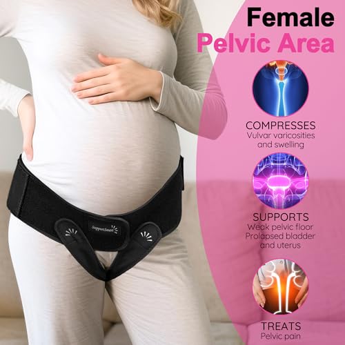 V3 Smart Maternity Belt 4 in 1 - Adjustable Pregnancy, Pelvic, Hip & Vulva Support Belt, Comfortable Belly Band for Prenatal & Postpartum Relief, Soft & Breathable Fabric - Black - size: Small/Medium