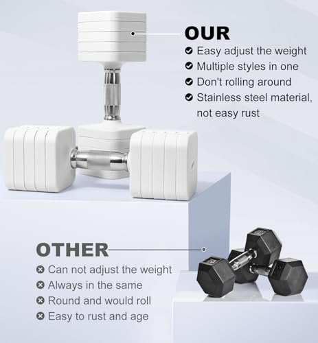 Adjustable Dumbbell Set for Women Men 7.5LB/10LB/15LB/20LB/25LB Pair | Stable Free Weight Hand Weights with Metal Handle for Home Gym Fitness Rehab Pilates Yoga Strength Training Equipments - color: White, size: 25LB SINGLE