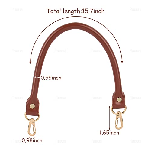 AUEAR, 15.7 Inches Replacement Handles Purses Straps Brown Handbag Strap Replacement for Small Handmade Straw Bag (Style A, 2 Pack) with Gold Metal Lobster Buckles - color: Brown
