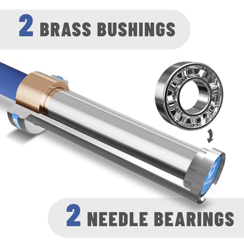 7ft Olympic Barbell 28mm 45lb – 500/700/1000LB Bar for Home Gym | Ceramic coated steel. Smooth spinning sleeves. Fits 2" plates. For snatch, clean and jerk, squats, deadlifts, bench press. - color: Silver-Blue-500LBS