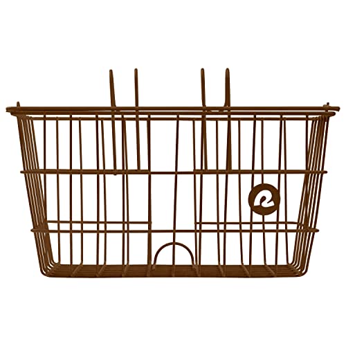 Retrospec Apollo-Lite Lift-Off Bike Basket - Detachable Steel Handlebar Basket with Carrying Handle for Commuting, Shopping & Beach Trips - 14.5in x 9.5in Weather-Resistant Biking Gear - color: Brown
