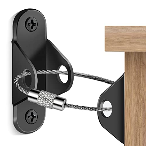 Ougourim Furniture Anchors (10 Packs) Anti Tip Furniture Anchors for Baby Proofing, Furniture Wall Anchor Earthquake Straps for Furniture Dresser Wall Safety Anchor Furniture Fasteners to Wall, Black - color: Black