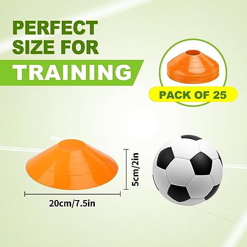 Ashsajkd(Set of 25/50/100 - Agility Soccer Cones with Carry Bag and for ， Football Cones for TrainingFootball, Basketball, Coaching, Agility Cones for Indoor and Outdoor Games - color: D-25 Pack orange
