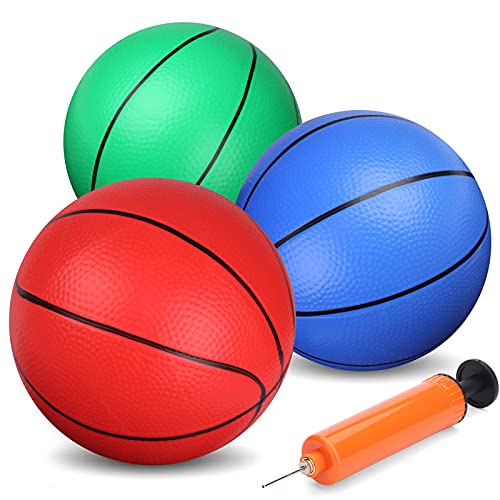 6" Mini Basketball for Mini Basketball Hoop, Small Replacement Ball for Over The Door Hoop, Little PVC Playground Pool Ball for Kids Toddler, Beach Indoor Outdoor Sport Game 3 PCS (Rainbow) - color: multicolored