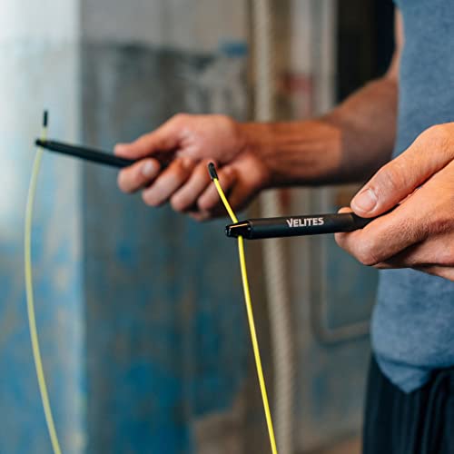 Velites - Fire 2.0 Official CrossFit® Games Jump Rope - Carry bag included - Single and double unders jumps - color: Black, size: Cable Amarillo 2 mm