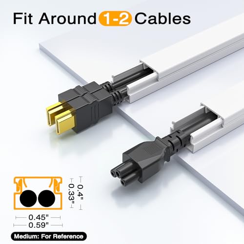 Delamu 56.7in Cord Hider, Cord Covers for Mini Wire on Wall, Paintable Cable Hider Wire Covers for Cords, Self-Adhesive Cable Cover Management, Easy Set-up Wires Hiders for TV, W0.55 H0.4in, White - color: White, size: 56.7in L x 0.55in W x 0.4in H