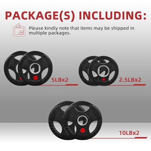 Fitvids 2 Inch Olympic Barbell Weight Plates and Bar Set, 5 FT Barbell Bar and 95 LB(2.5-25 LB) Barbell Weight Set for Home Gym Strength Training - style: 35LB Set with Bar