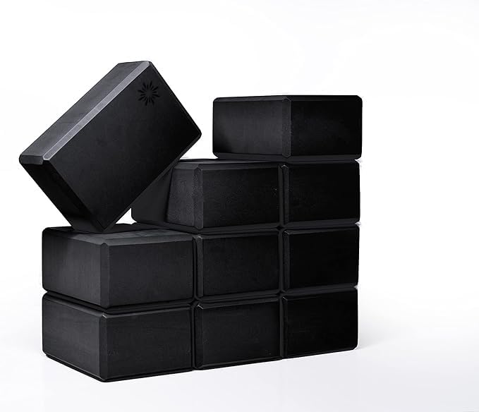 Bulk 4 in Foam Yoga Blocks, 10 Pack - color: Black