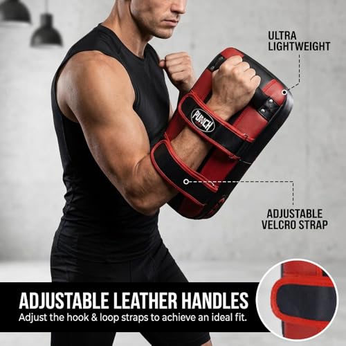 Punch Sports Muay Thai Pad – Curved Kickboxing Strike Pads with EVA Foam Padding,Synthetic Leather Training Pad for MMA, Karate & Boxing - size: Single