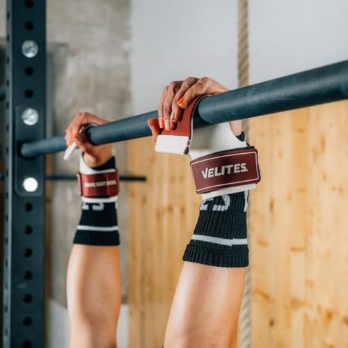 Velites - Official Crossfit® Games Quad Ultra Grips - No Chalk and Smooth Bars - Wristbands and Carry Bag Included - Pull-ups, Muscle-ups and Toes to bar - color: White, size: Large