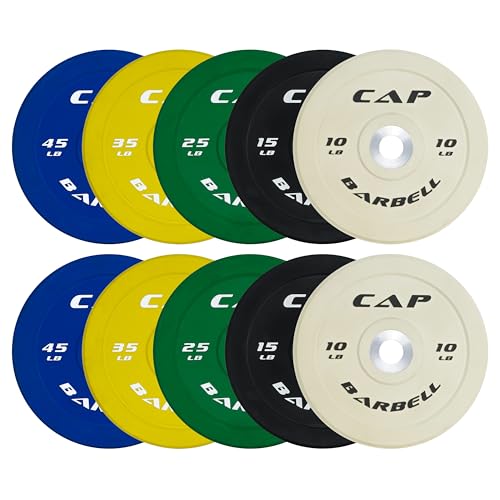 CAP 2-inch Olympic Bumper Plate Weight Set | 100-370 lbs | Multiple Colors | Storage Rack Optional - size: 260 lb - Set, style: COMPETITION