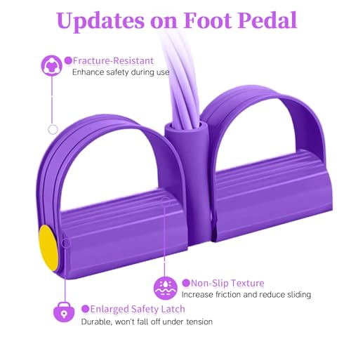 Pedal Resistance Bands with Handles, Durable 6-Tubes Multifunction Pedal Resistance Band, Natural Rubber Foot Pedal Resistance Bands, Fitness Resistance Bands for Abdomen, Waist, Arm, Leg - color: Purple