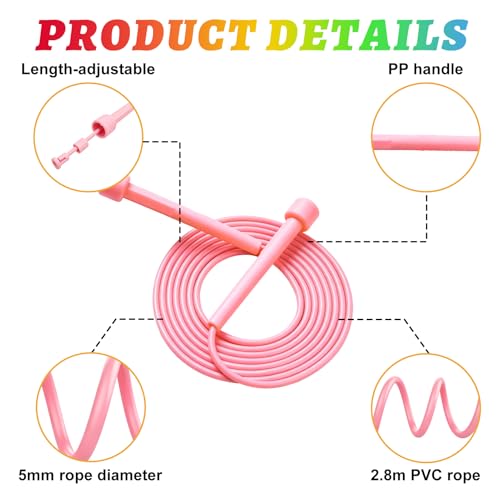 YYDYTTKX Adjustable Jump Rope Bulk, 9.2 ft Tangle-Free Speed Skipping Rope for workouts, group training, teams, family and Gym Class - color: Pink, size: 12