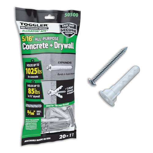 TOGGLER ALLIGATOR AF8 Flanged Anchor with Screws, Polypropylene, Made in US, For #8 to #14 Fastener Sizes (Pack of 20) - size: #8 to #14