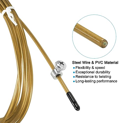 PATIKIL Speed Jump Rope Replacement Cable, Professional Skipping Rope Steel Wire Replace for High Speed Jump Ropes - color: Gold Tone