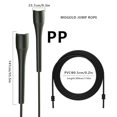 Unbreakable 5mm pvc Jump Rope – Pro-Grade PP Handles with Diamond Texture, 40X Strength PVC Cord, Adjustable 3m Length for HIIT, Home Gym, or Boxing Training (Portable & Tangle-Free) - color: Black handle with white cord