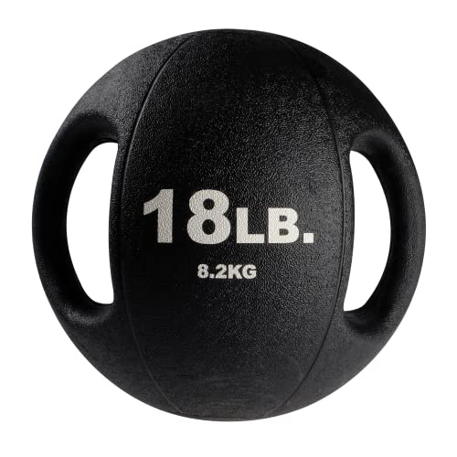 Body-Solid Exercise Medicine Balls, Heavy-Duty Non Slip Rubber Grip with Dual Handles Medicine Ball for Weights Training, Weightlifting & Core Workouts - size: 18 lb